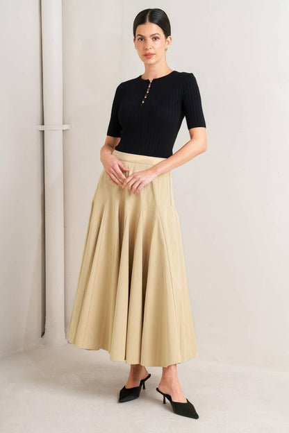 PALE FRAME WOVEN TAUPE CIRCLE SKIRT Flying Tomato