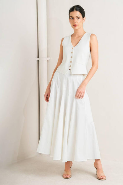 PALE FRAME WHITE WOVEN CIRCLE SKIRT Flying Tomato