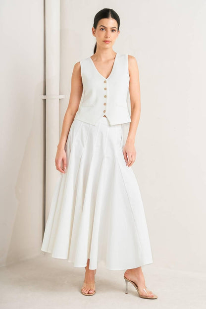 PALE FRAME WHITE WOVEN CIRCLE SKIRT Flying Tomato