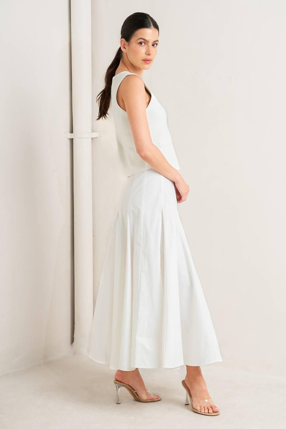 PALE FRAME WHITE WOVEN CIRCLE SKIRT Flying Tomato