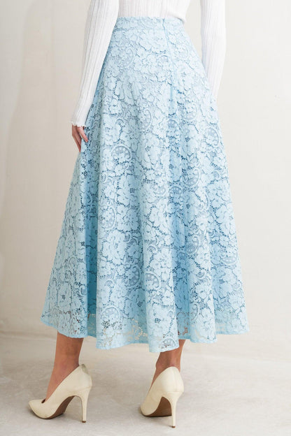 PURELY ROMANTIC WOVEN LACE MIDI SKIRT Flying Tomato