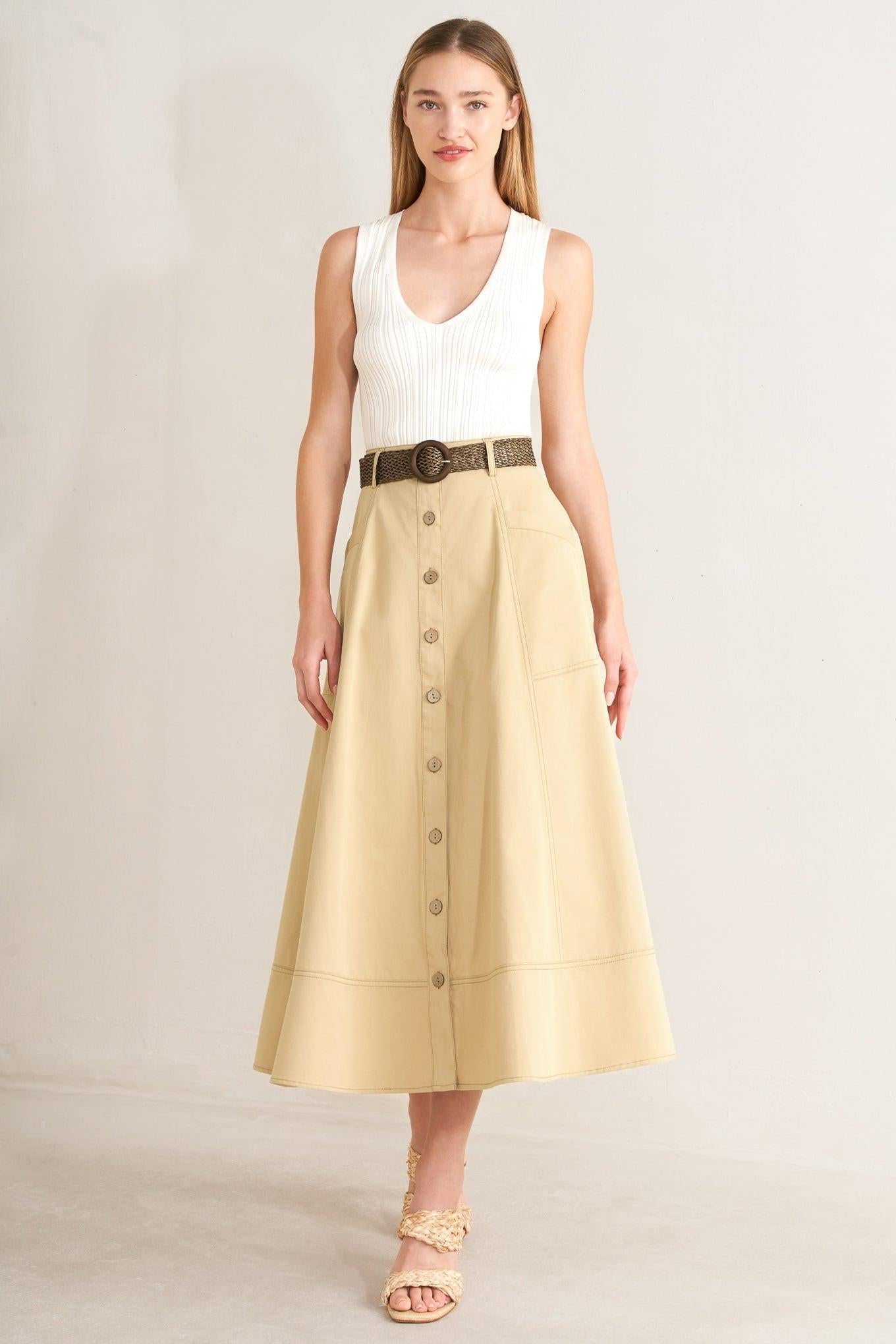 SAND BREEZE WOVEN MIDI SKIRT Flying Tomato