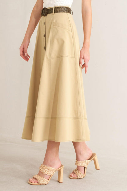 SAND BREEZE WOVEN MIDI SKIRT Flying Tomato