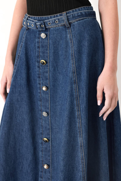 SWEET TALKER DENIM CIRCLE MIDI SKIRT Flying Tomato