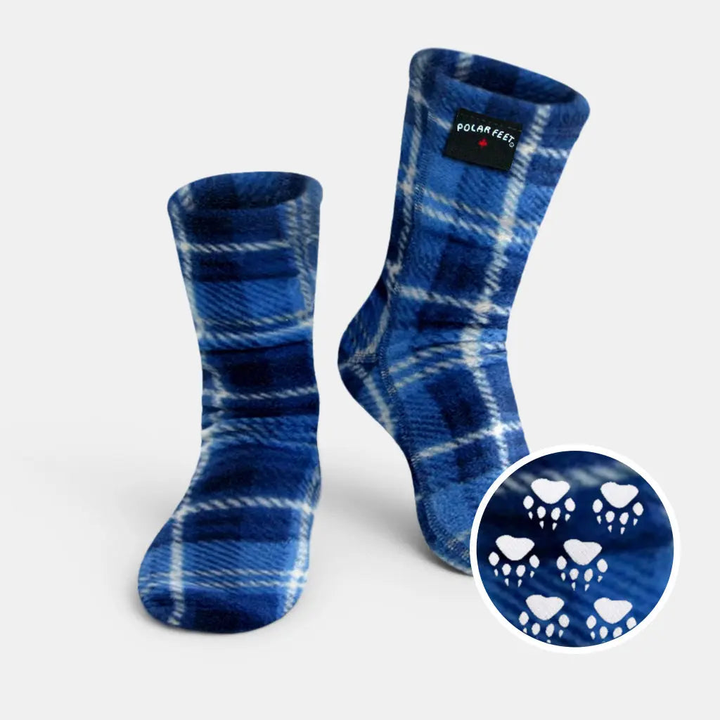 Polar Feet Fleece Socks - Blue Flannel Polar Feet® LLC