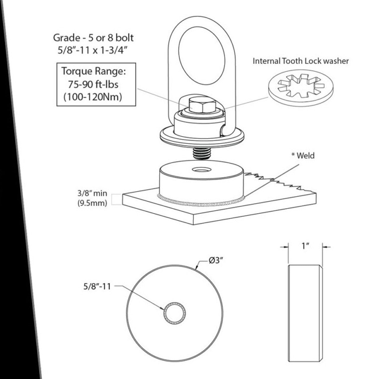 Frontline STMP10K-WO Weld-on Puck for MEGA Swivel 10K VM Hardware