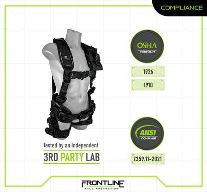Frontline 250CTB Elite Construction Harness Aluminum Hardware and Suspension Trauma Straps S VM Hardware