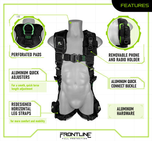 Frontline 250VTB Elite Vest Style Harness with Aluminum Hardware and Suspension Trauma Straps M/L VM Hardware