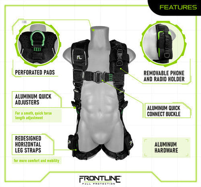 Frontline 250VTB Elite Vest Style Harness with Aluminum Hardware and Suspension Trauma Straps M/L VM Hardware