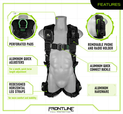 Frontline 250VTB Elite Vest Style Harness with Aluminum Hardware and Suspension Trauma Straps XL/2XL VM Hardware