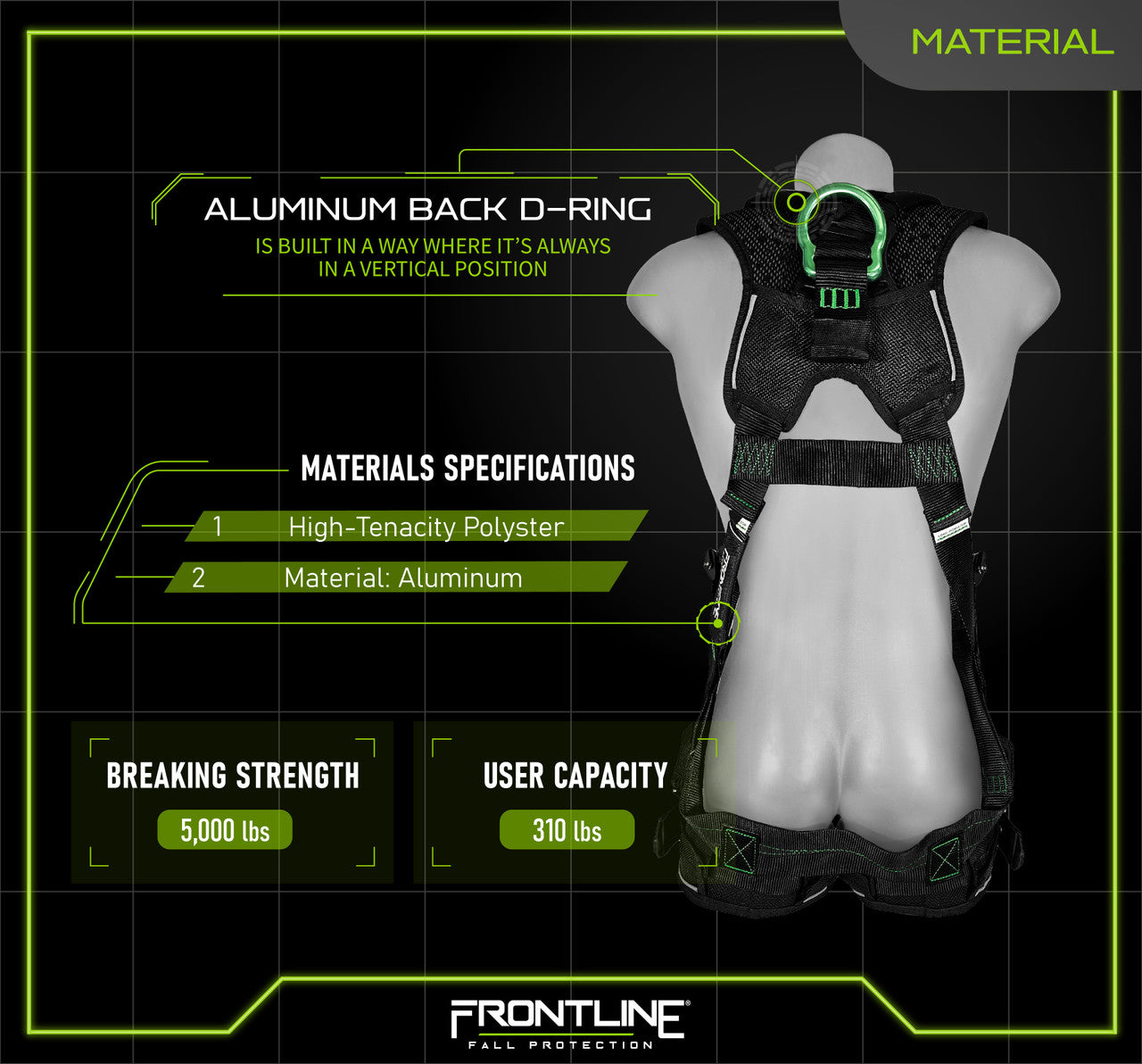 Frontline 250VTB Elite Vest Style Harness with Aluminum Hardware and Suspension Trauma Straps S VM Hardware