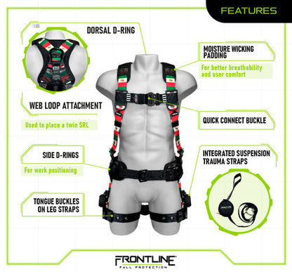 Frontline 110CTB-ML-MX Combat™ Mexican Style Full Body Harness with Aluminum Hardware and Suspension Trauma Straps VM Hardware