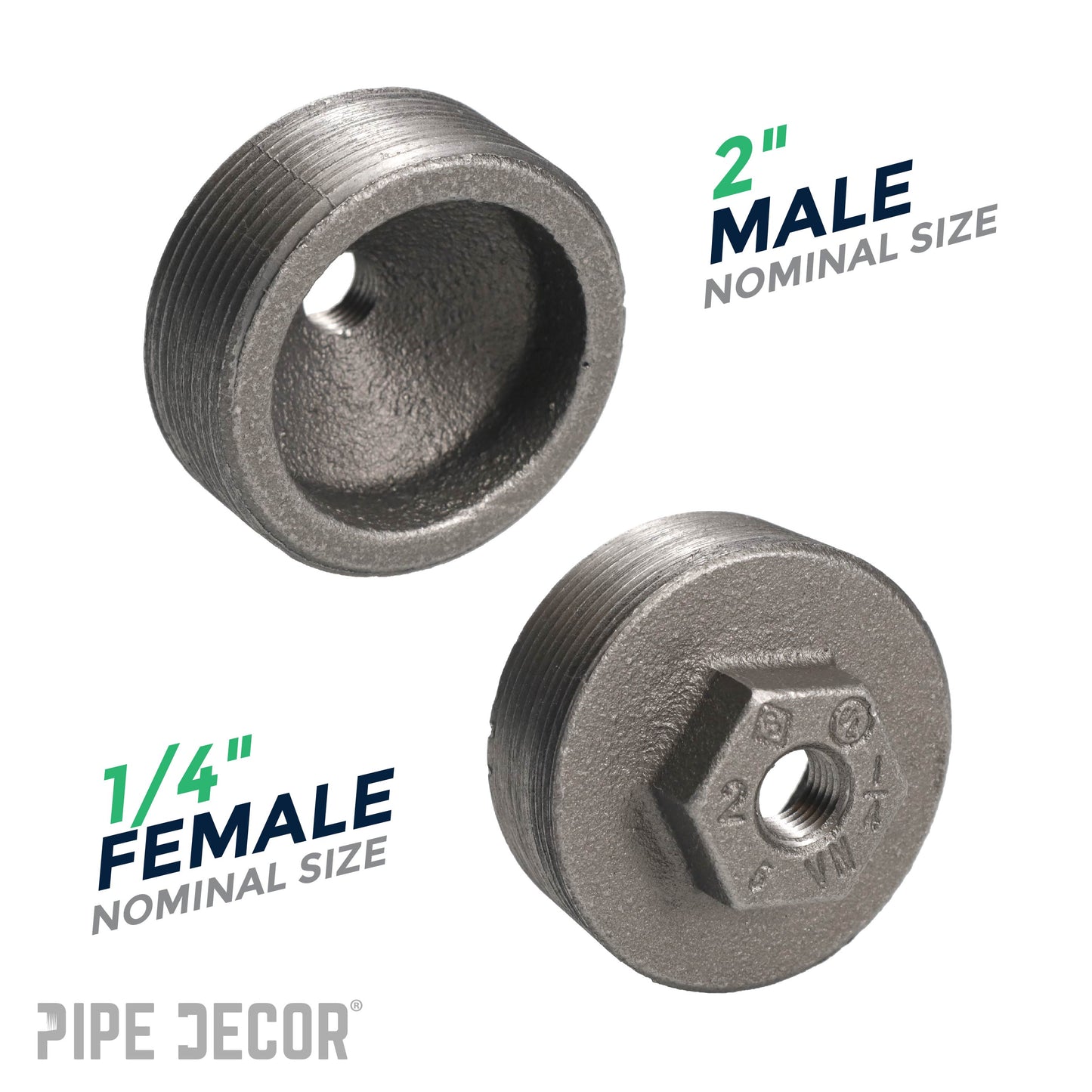 2 1/2 in. x 1/4 in. Black Bushing PIPE DECOR