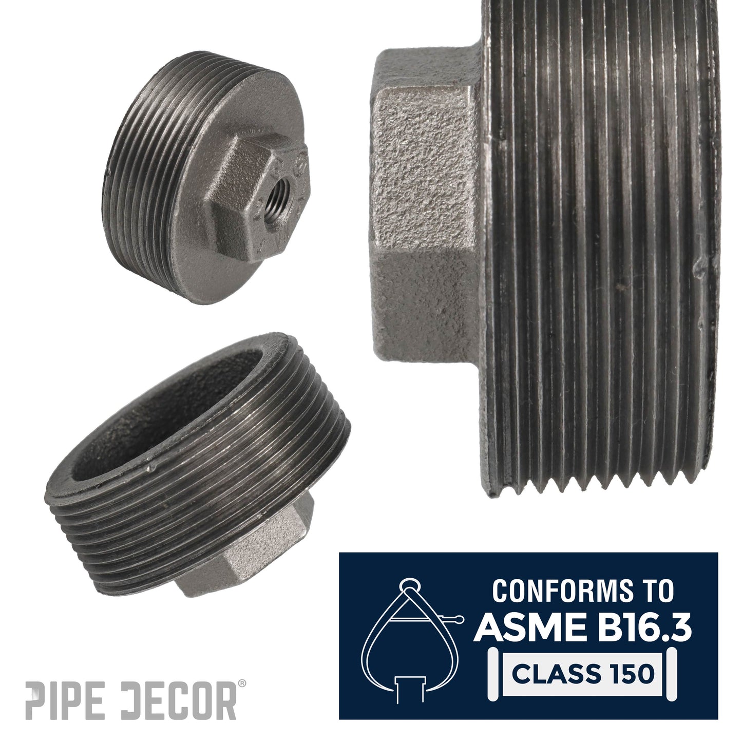 2 1/2 in. x 1/4 in. Black Bushing PIPE DECOR