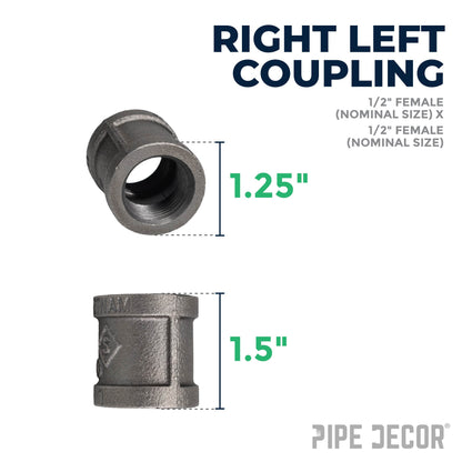 1/2 in. Black Right Left Coupling PIPE DECOR