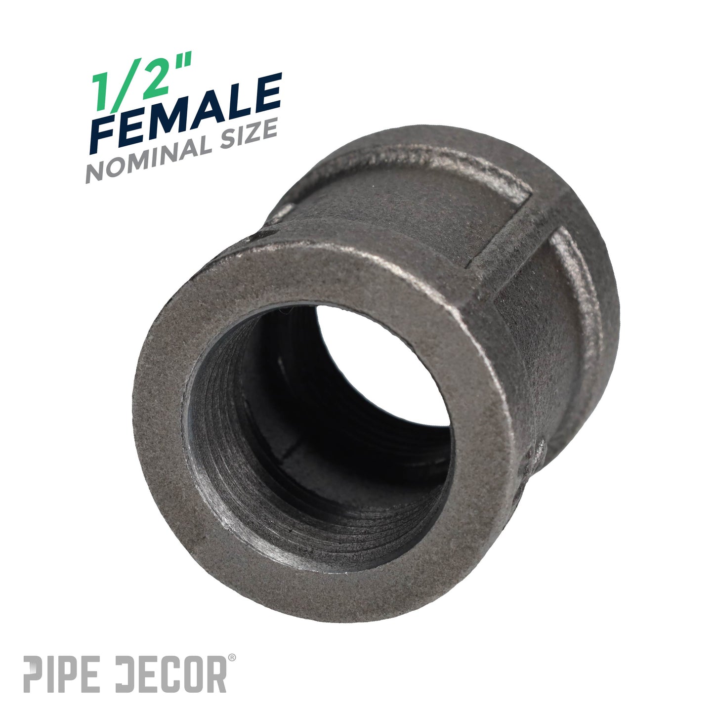 1/2 in. Black Right Left Coupling PIPE DECOR