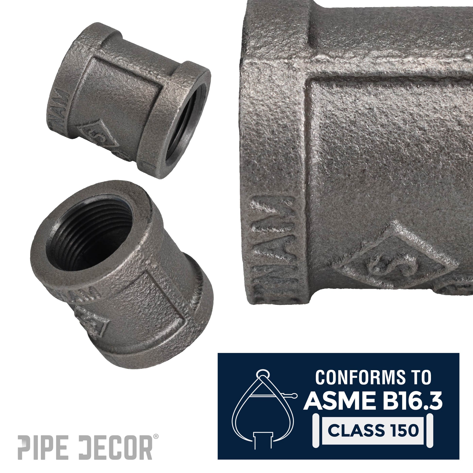 1/2 in. Black Right Left Coupling PIPE DECOR