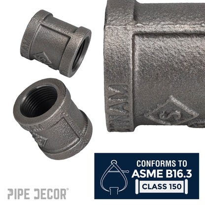 1/2 in. Black Right Left Coupling PIPE DECOR