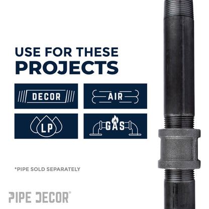 1/2 in. Black Right Left Coupling PIPE DECOR