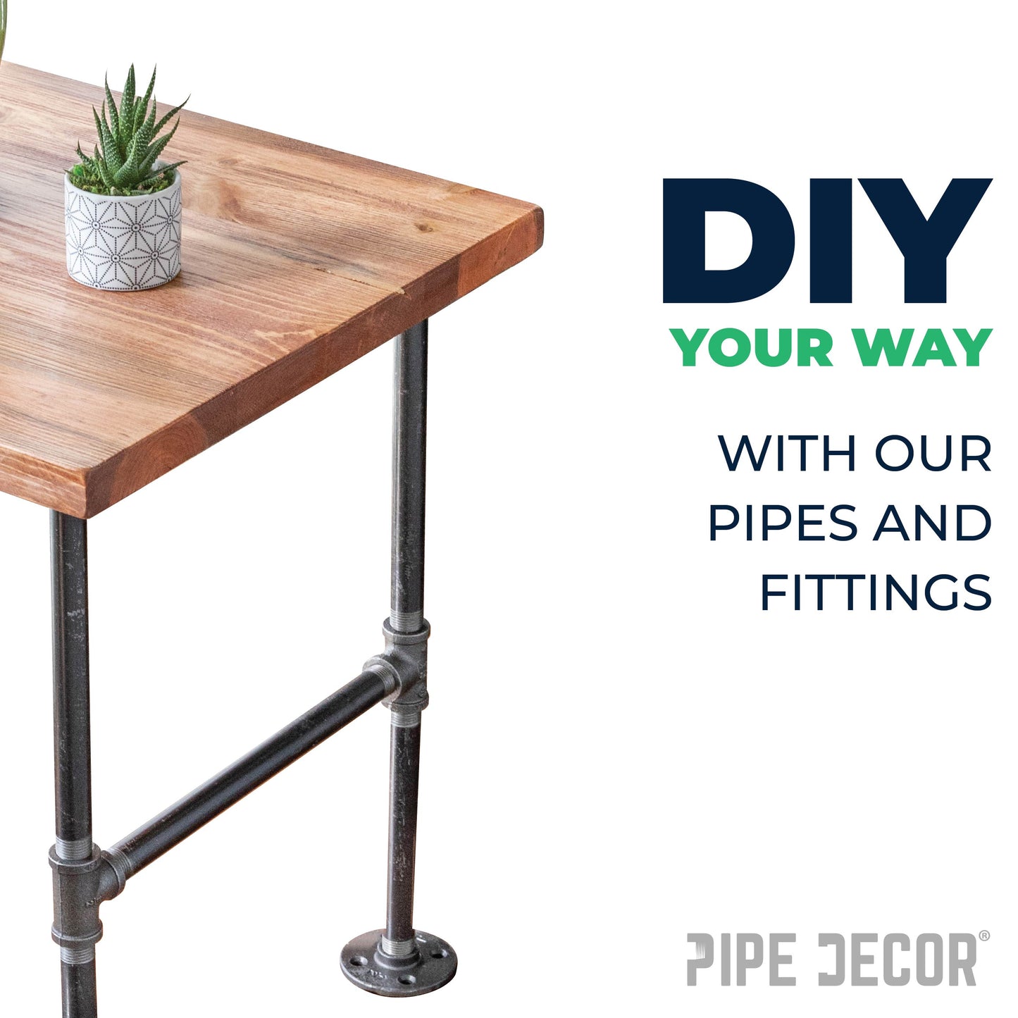 1/2 in. Black Right Left Coupling PIPE DECOR