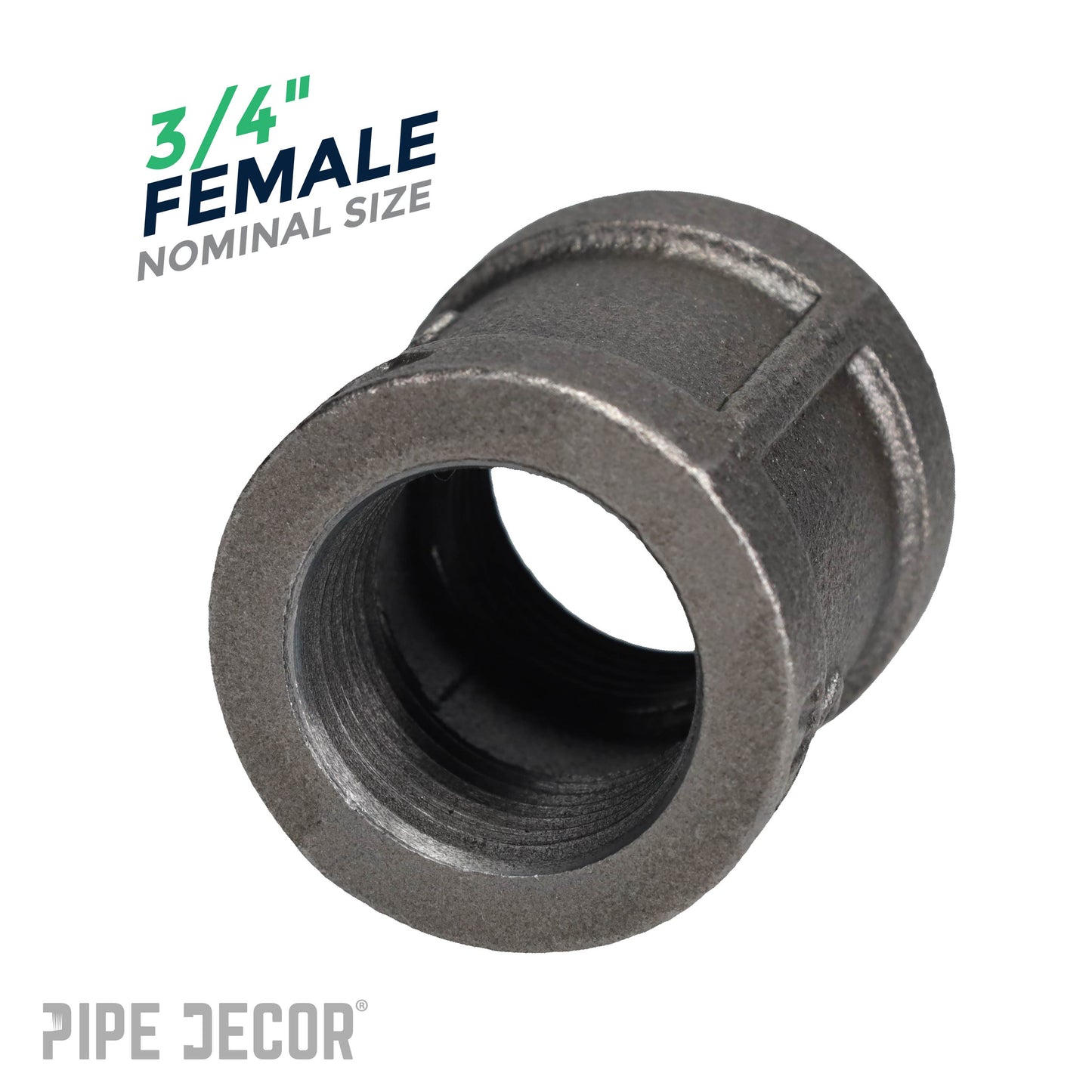 3/4 in. Black Right Left Coupling PIPE DECOR