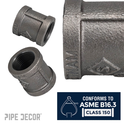 3/4 in. Black Right Left Coupling PIPE DECOR