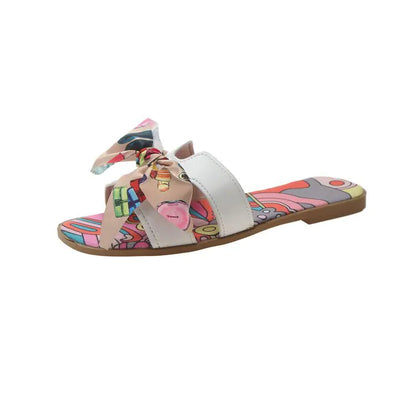 Women's Fashion Summer Flat Slippers with Bow Detail