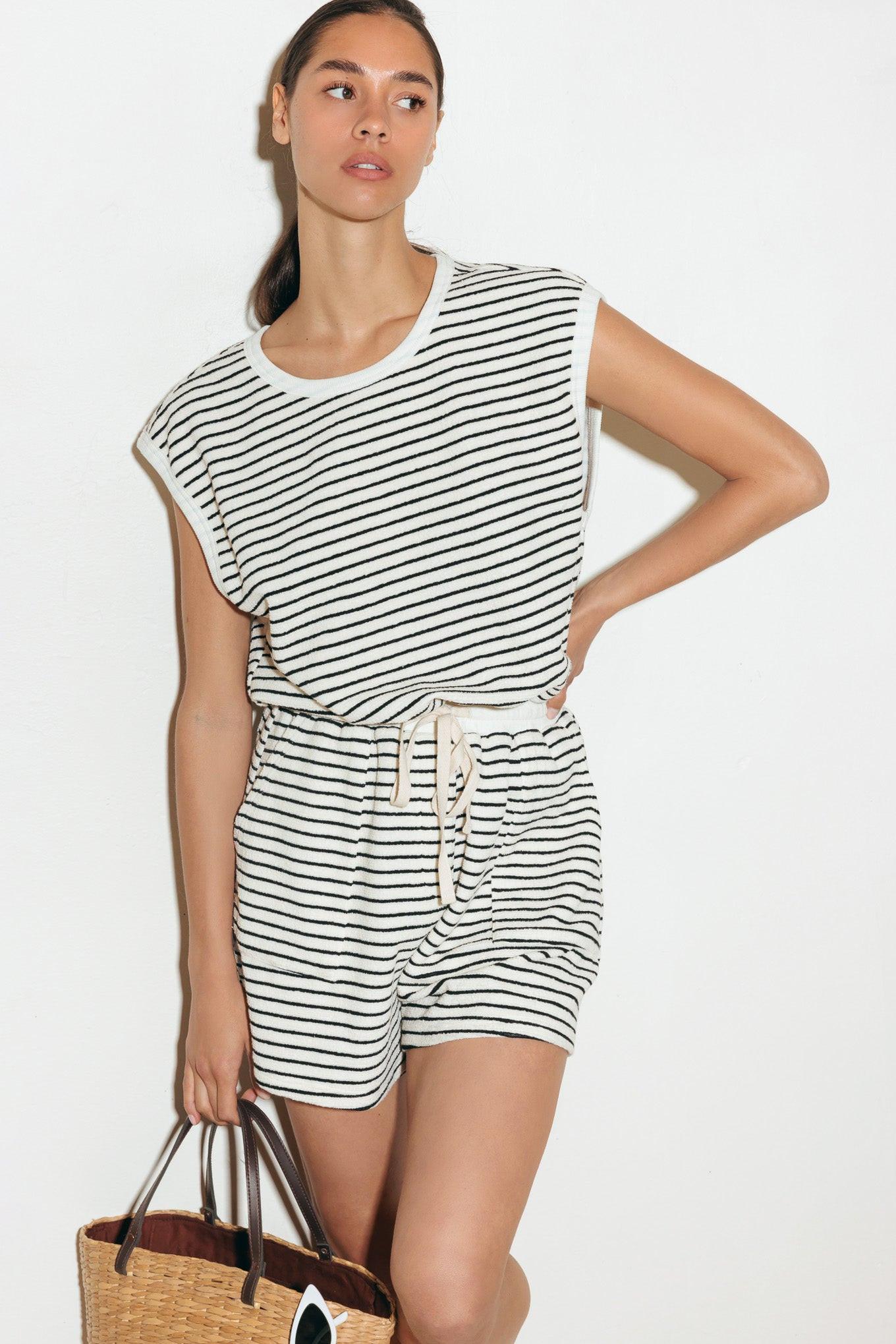 SUNSET COVE STRIP ROMPER Flying Tomato