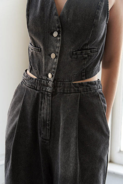 RAIN OR SHINE DENIM JUMPSUIT Flying Tomato