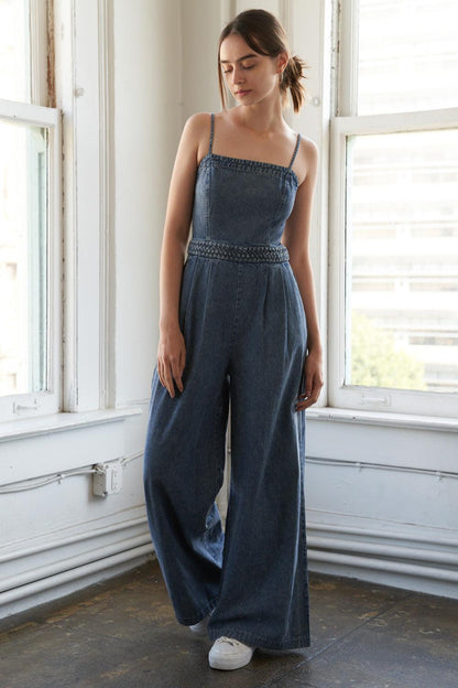STOLEN GLANCES DENIM JUMPSUIT Flying Tomato