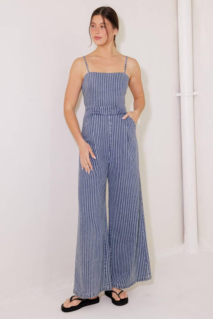 BEGIN AGAIN BLUE DENIM JUMPSUIT Flying Tomato