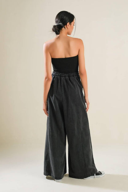 BLACK TEA WITH YOU MIX MEDIA JUMPSUIT Flying Tomato