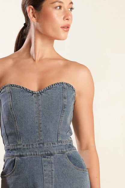 LOOK WHAT WE STARTED DENIM JUNPSUIT Flying Tomato