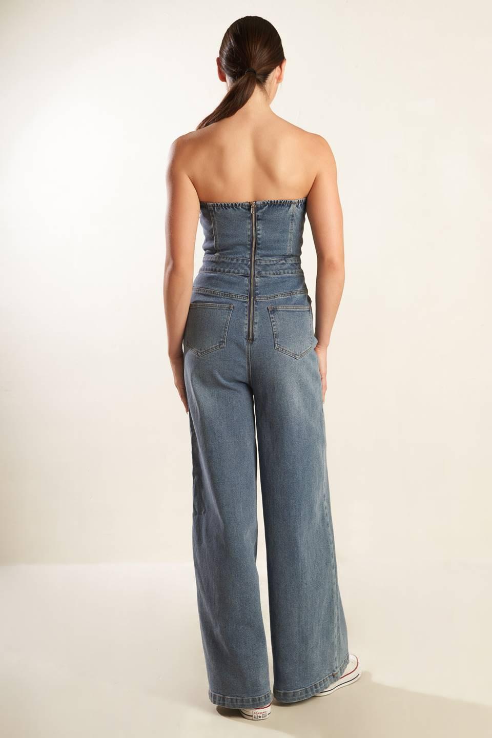 LOOK WHAT WE STARTED DENIM JUNPSUIT Flying Tomato