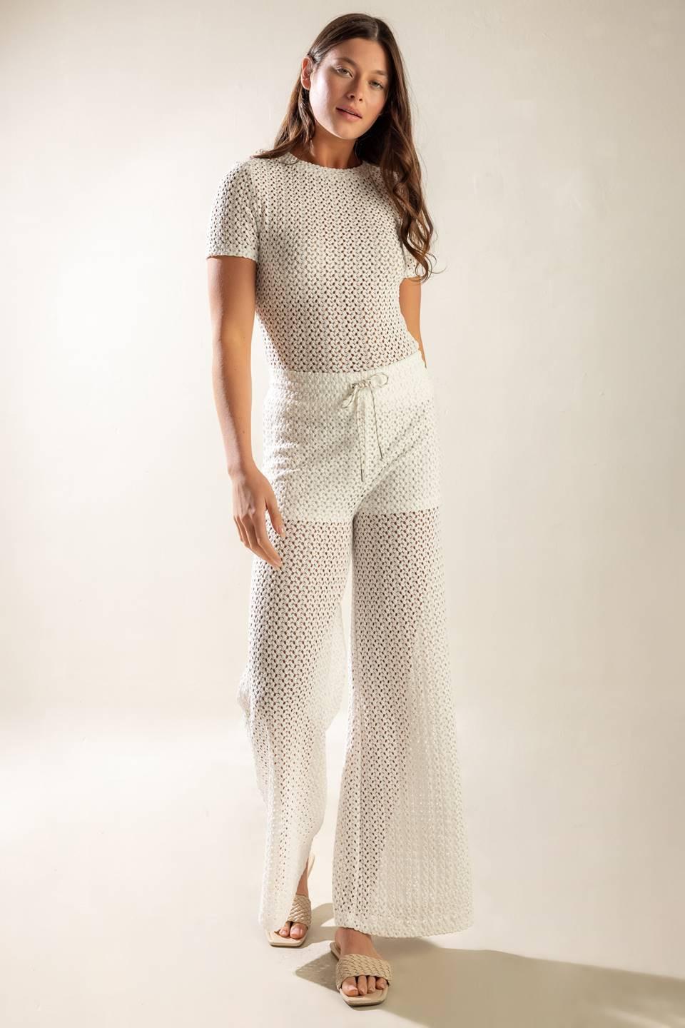 PRESENCE OF LOVE SEMI SHEER KNIT PANTS Flying Tomato
