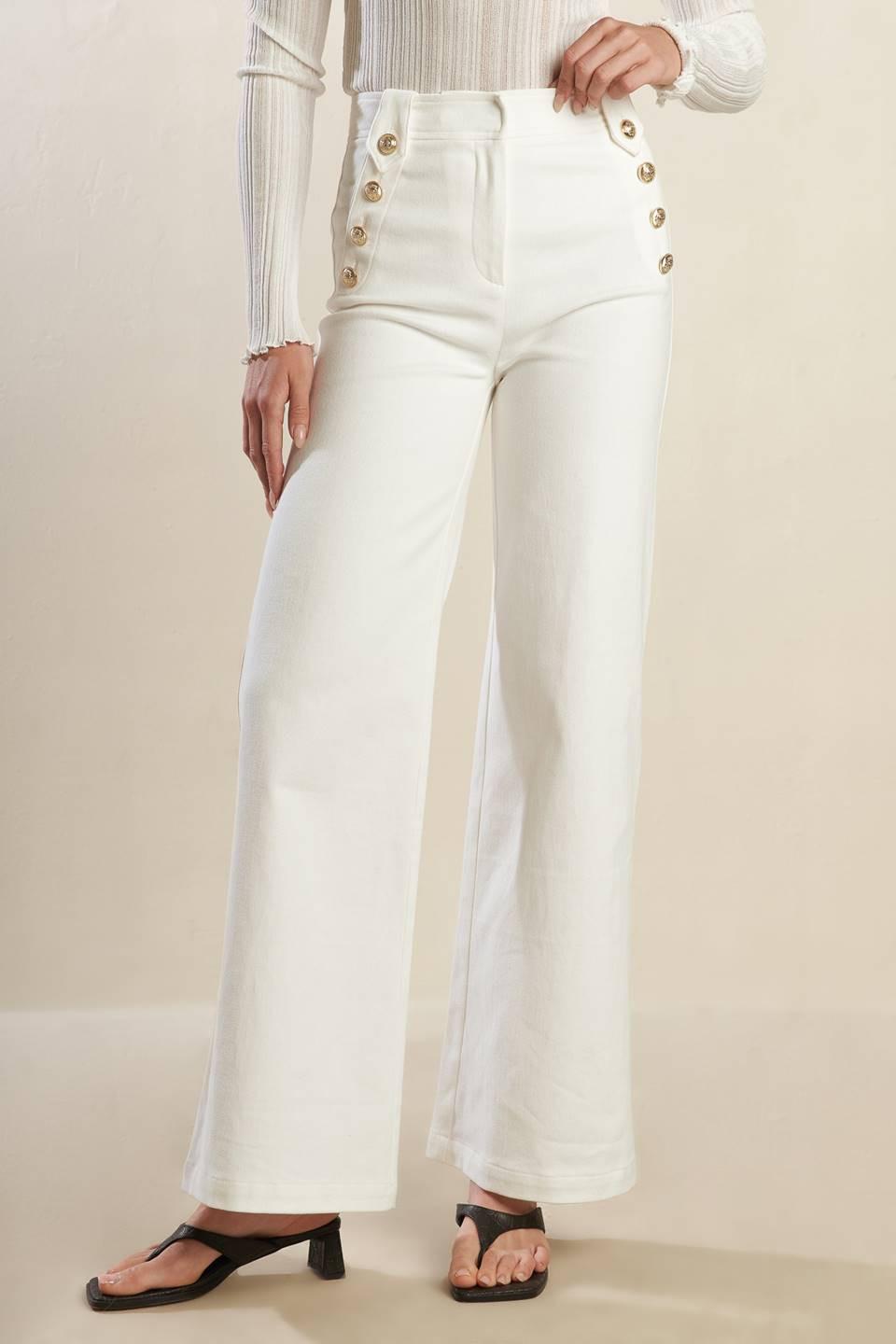 LILY PETAL WHITE WOVEN PANTS Flying Tomato