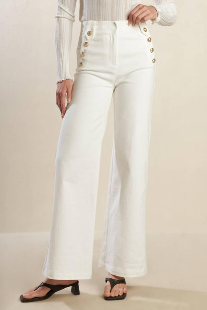 LILY PETAL WHITE WOVEN PANTS Flying Tomato