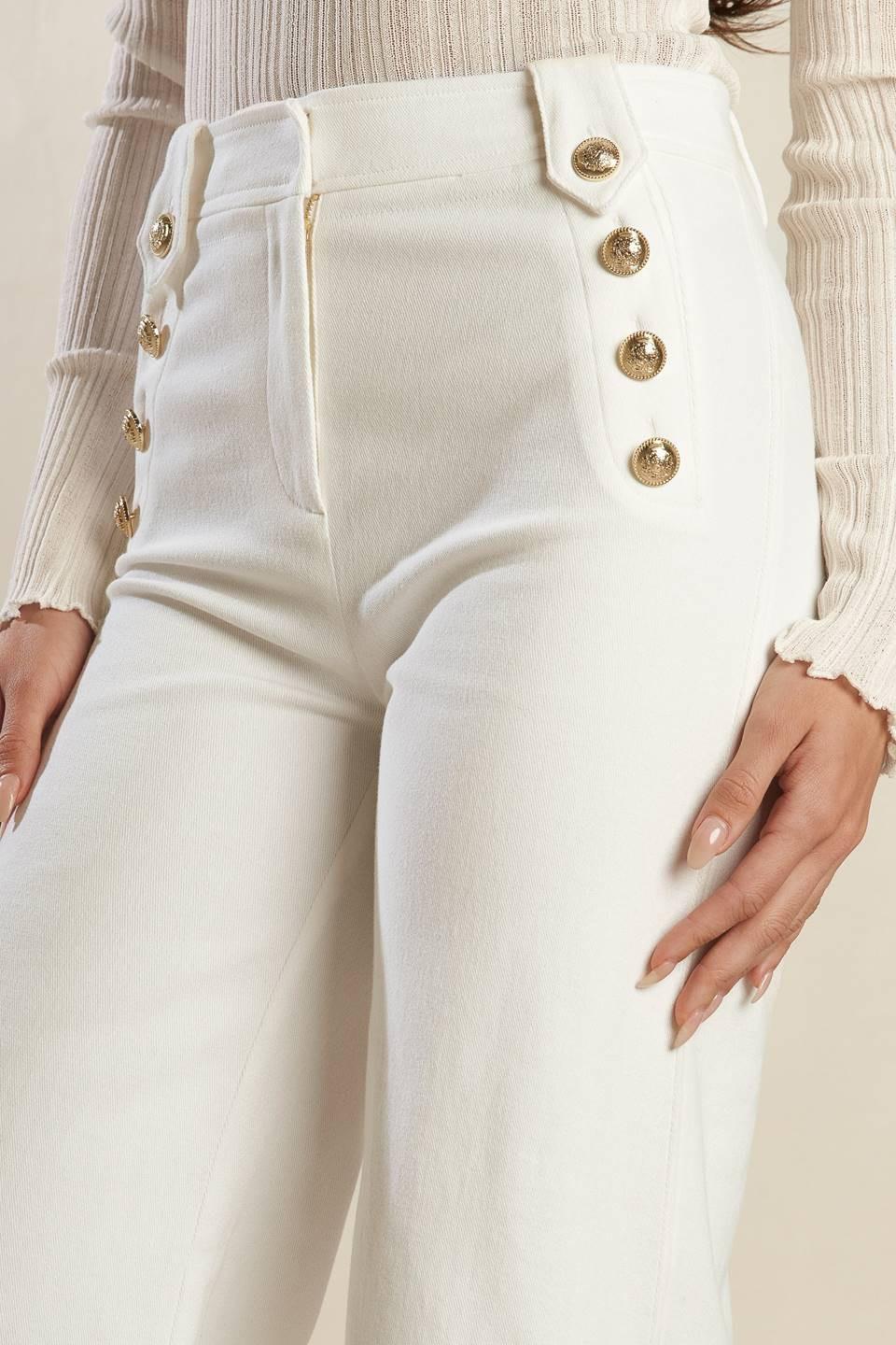 LILY PETAL WHITE WOVEN PANTS Flying Tomato