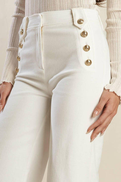 LILY PETAL WHITE WOVEN PANTS Flying Tomato