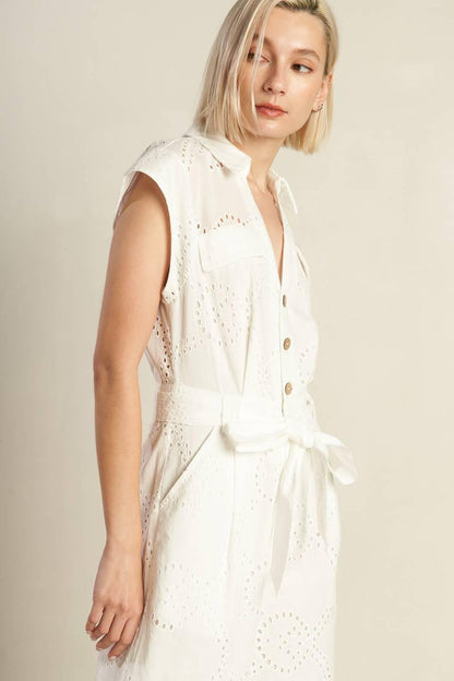 KNOW BETTER WOVEN EYELET JUMPSUIT Flying Tomato