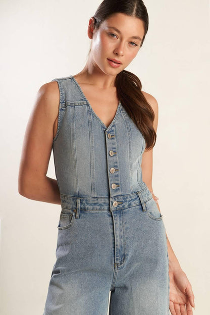 WALK WITH ME DENIM JUMPSUIT Flying Tomato