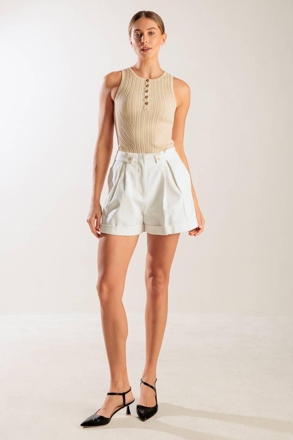 LOVE LETTERS WHITE WOVEN SHORT Flying Tomato