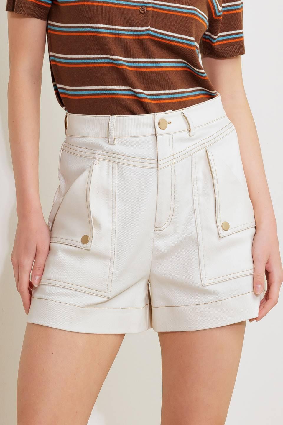 SIMPLY MINE CREAM WOVEN SHORT Flying Tomato