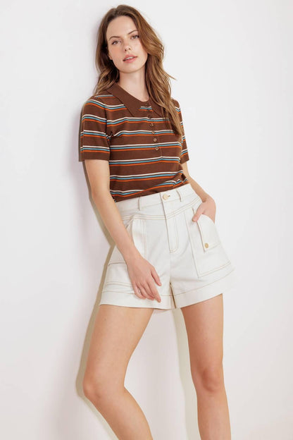SIMPLY MINE CREAM WOVEN SHORT Flying Tomato