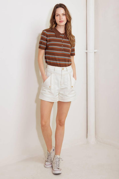 SIMPLY MINE CREAM WOVEN SHORT Flying Tomato