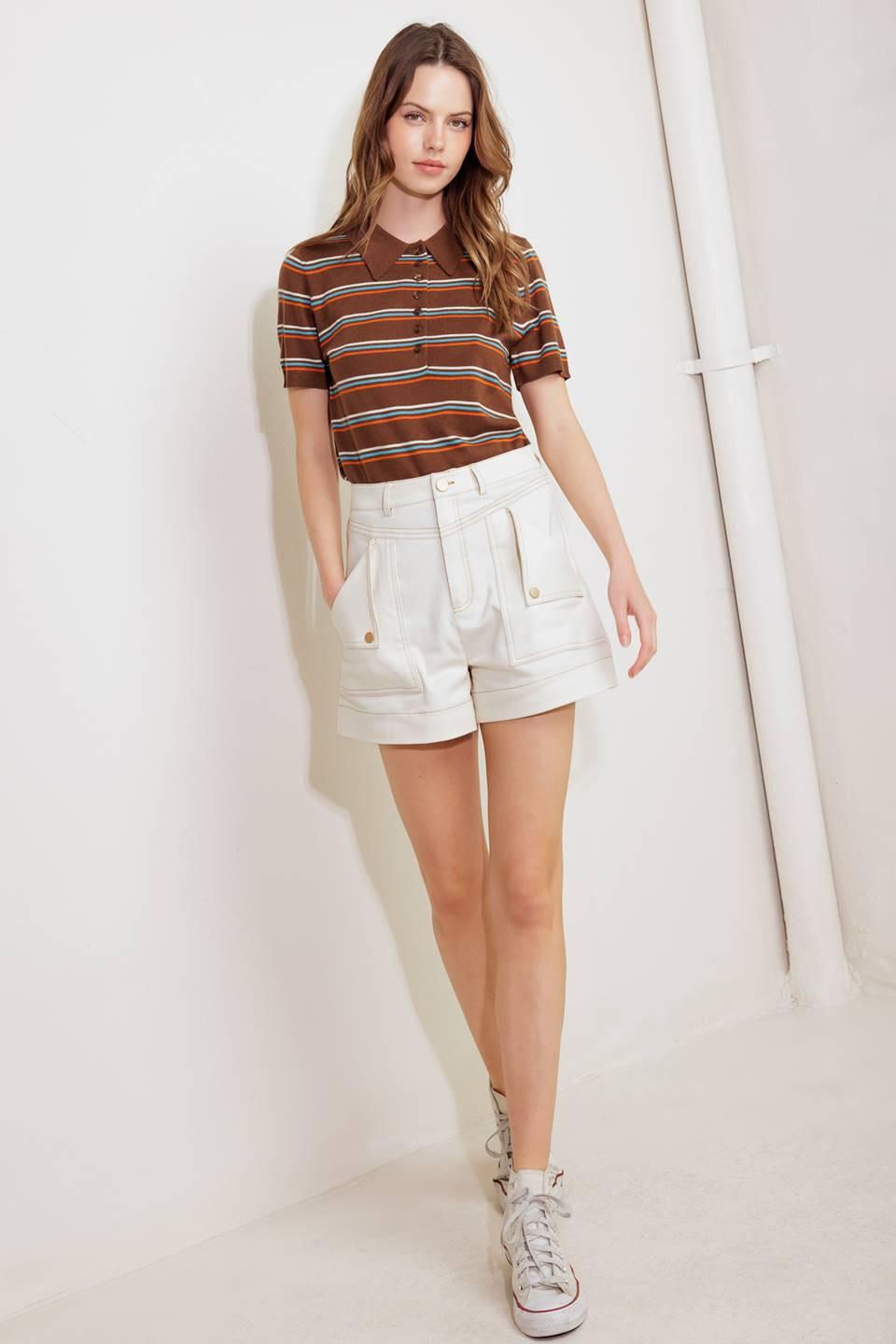 SIMPLY MINE CREAM WOVEN SHORT Flying Tomato
