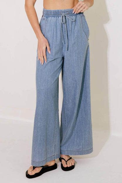 RIVERSIDE SIPS LIGHT INDIGO CHAMBRAY PANTS Flying Tomato