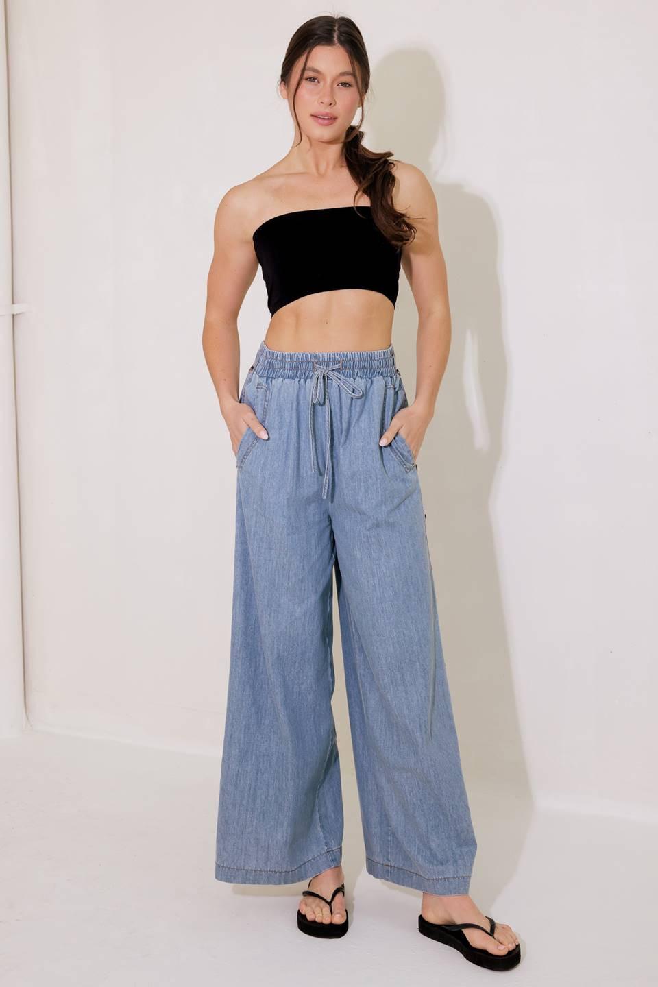RIVERSIDE SIPS LIGHT INDIGO CHAMBRAY PANTS Flying Tomato