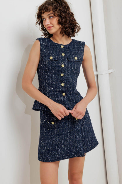 PARISIAN NAVY TWEED SKORT Flying Tomato