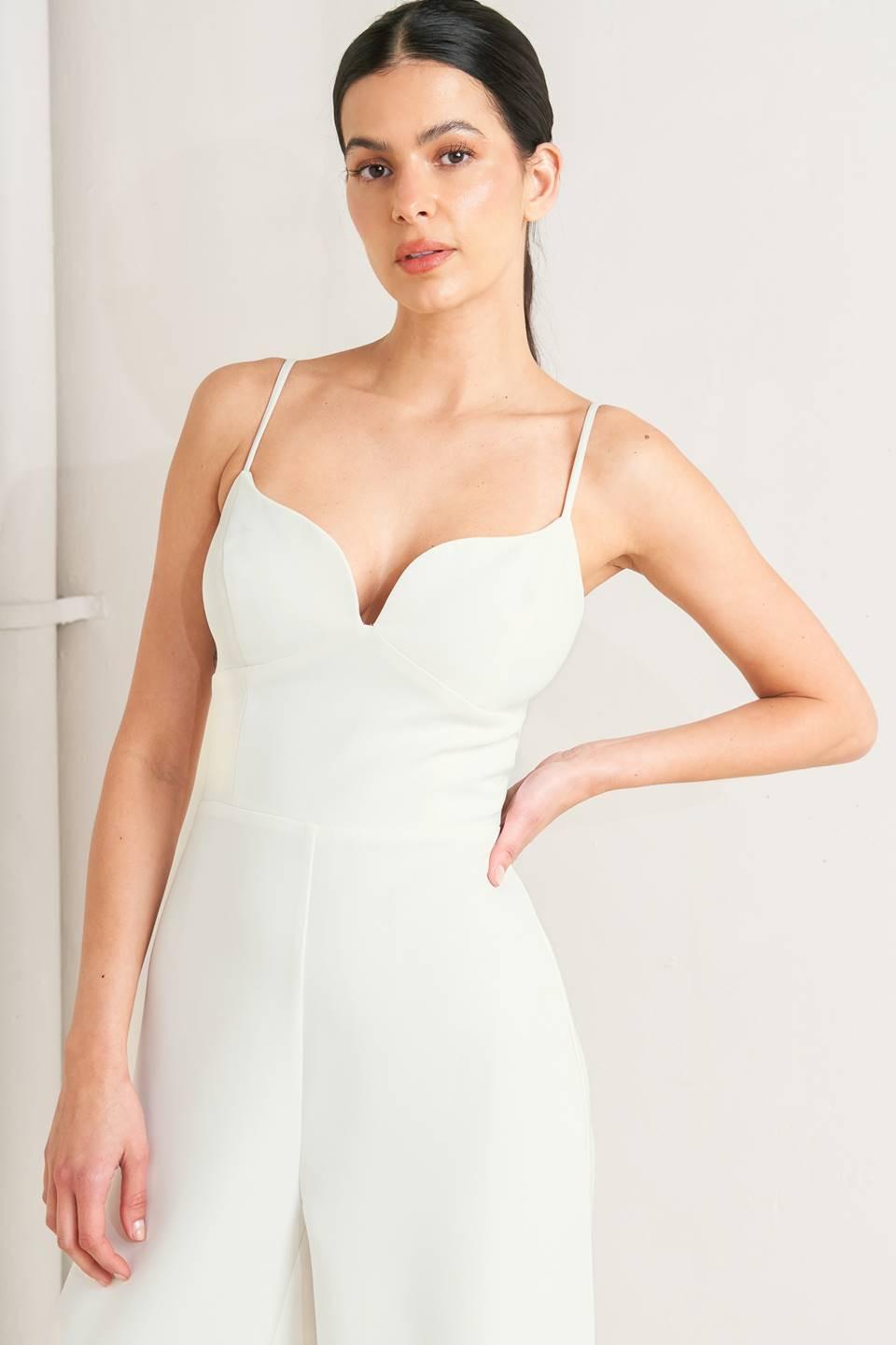 PRISTINE EDGE OFF WHITE WOVEN JUMPSUIT Flying Tomato